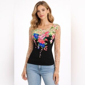 Joseph A Mixed Print Long Sleeve Sweater Size Small Y2K